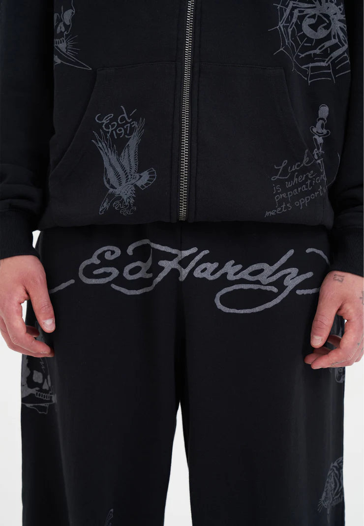 Panataloni Ed Hardy Tattoo Collage Relaxed