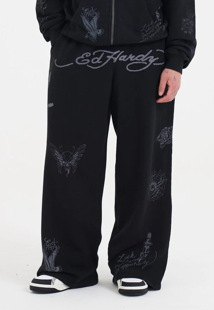 Panataloni Ed Hardy Tattoo Collage Relaxed