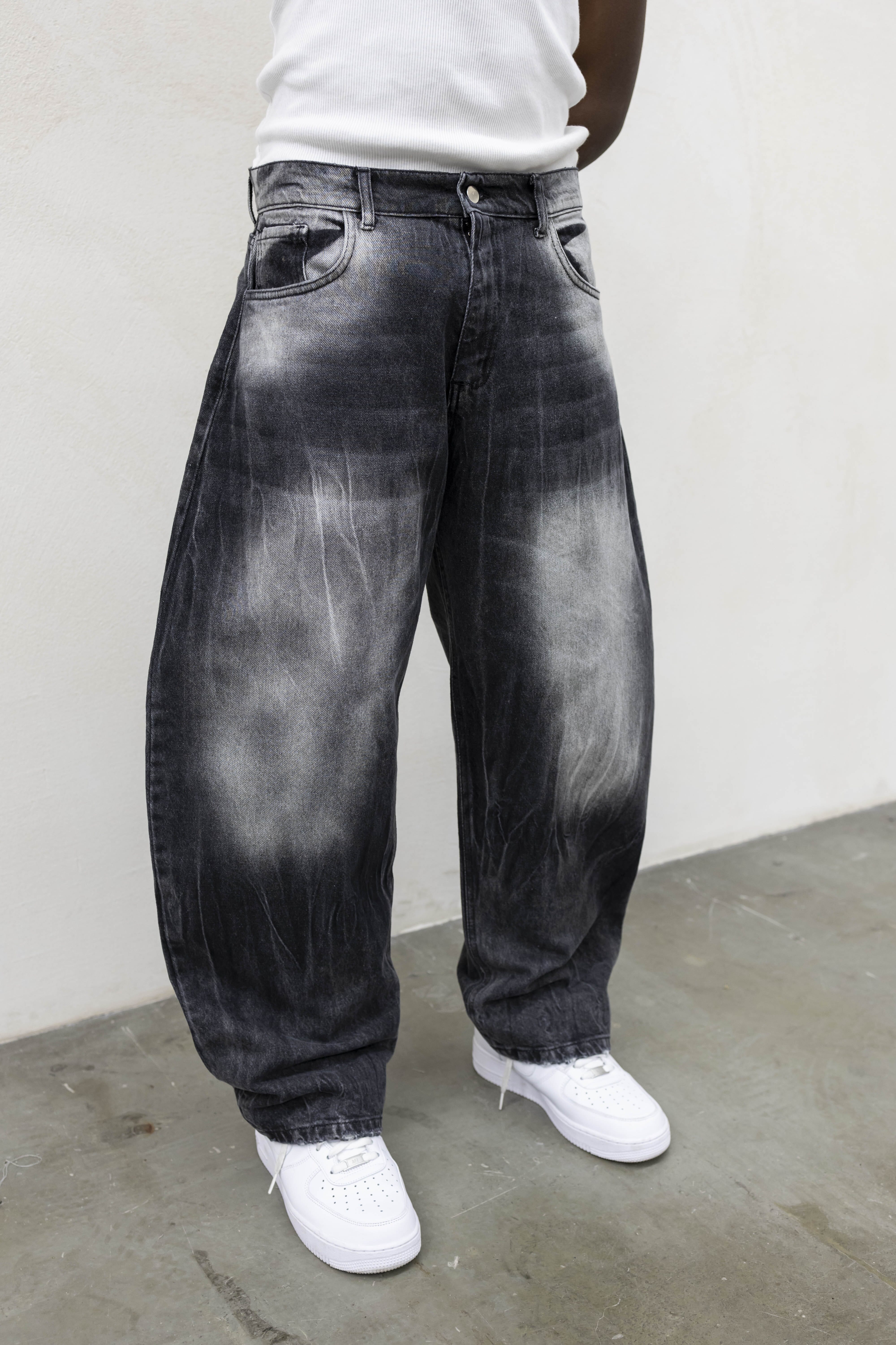 Jeans Washed Balloon Nero