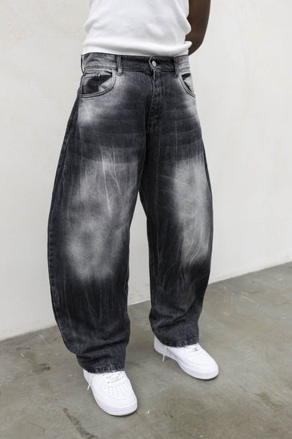 Jeans Washed Balloon Nero