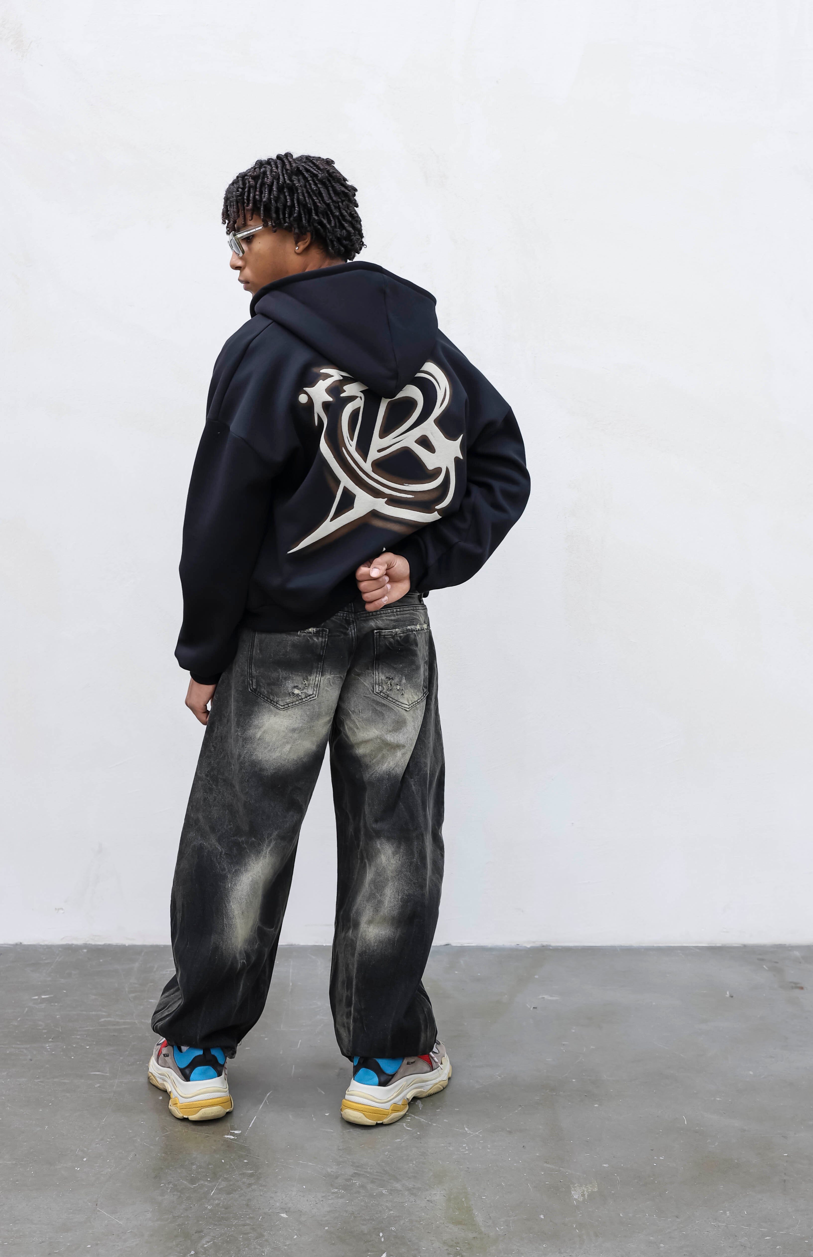 Felpa Boxy Spray Nera