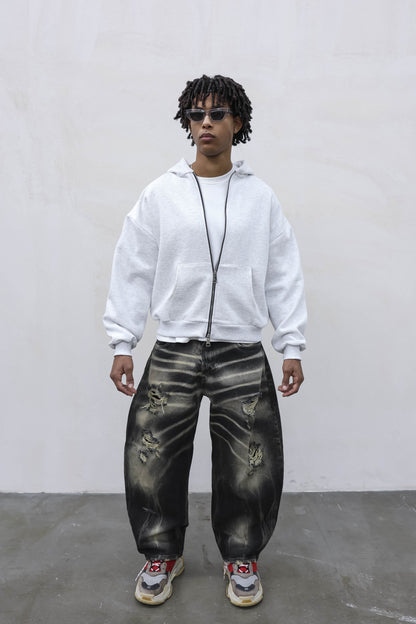 Felpa Boxy Spray Grigia