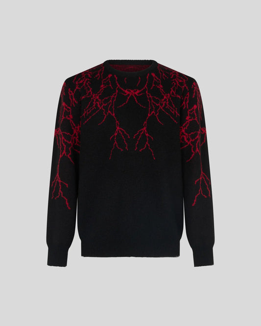 Phobia maglione nero con fulmini rossi