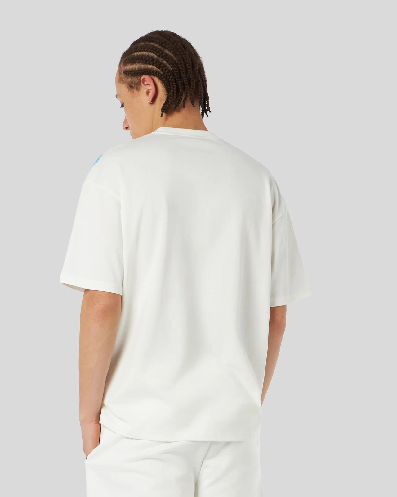 T-shirt Phobia bianca con stampa azzurri laterale