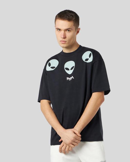 T-shirt Phobia nera con grafica Triple Alien