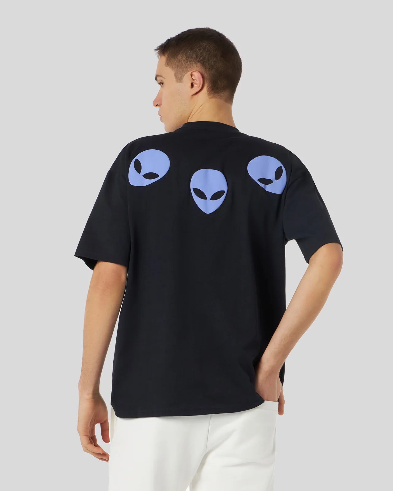T-shirt Phobia nera con grafica Triple Alien viola