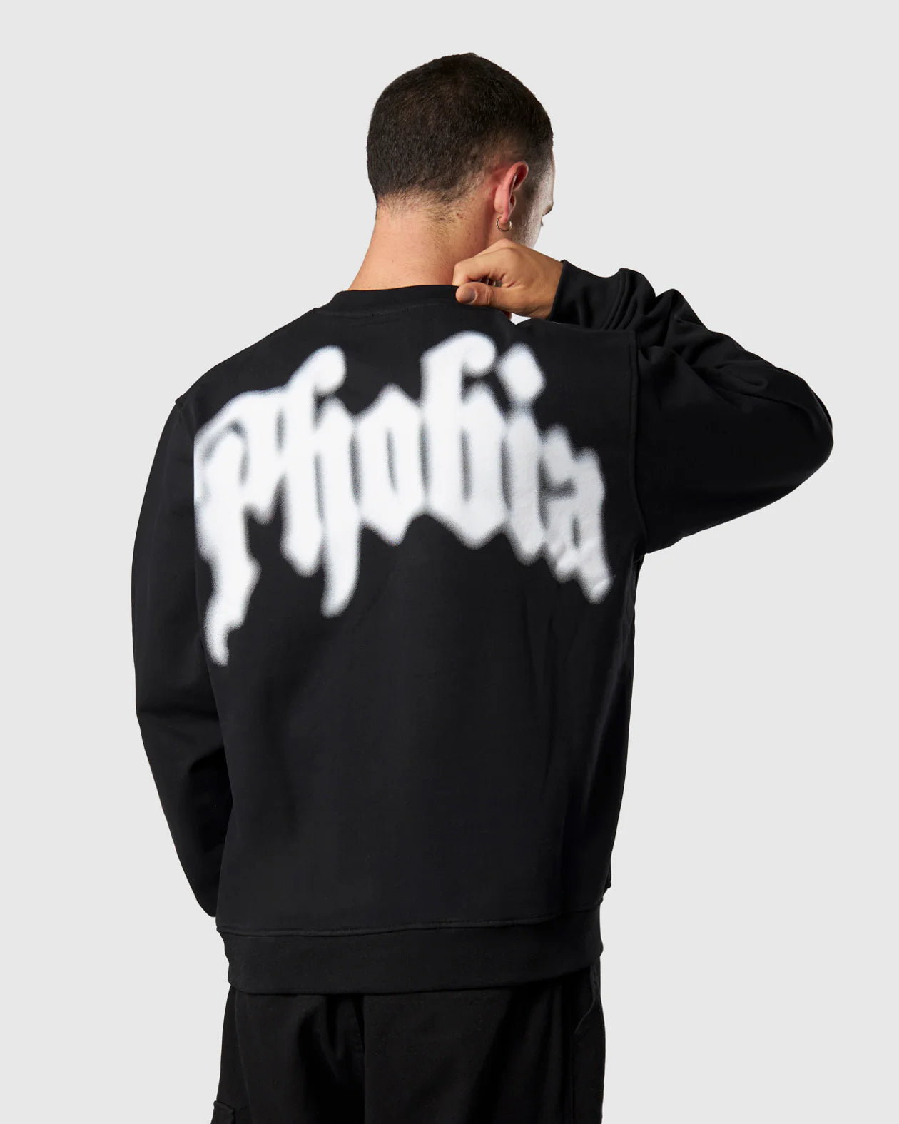 Phobia Felpa Nera Foggy Logo