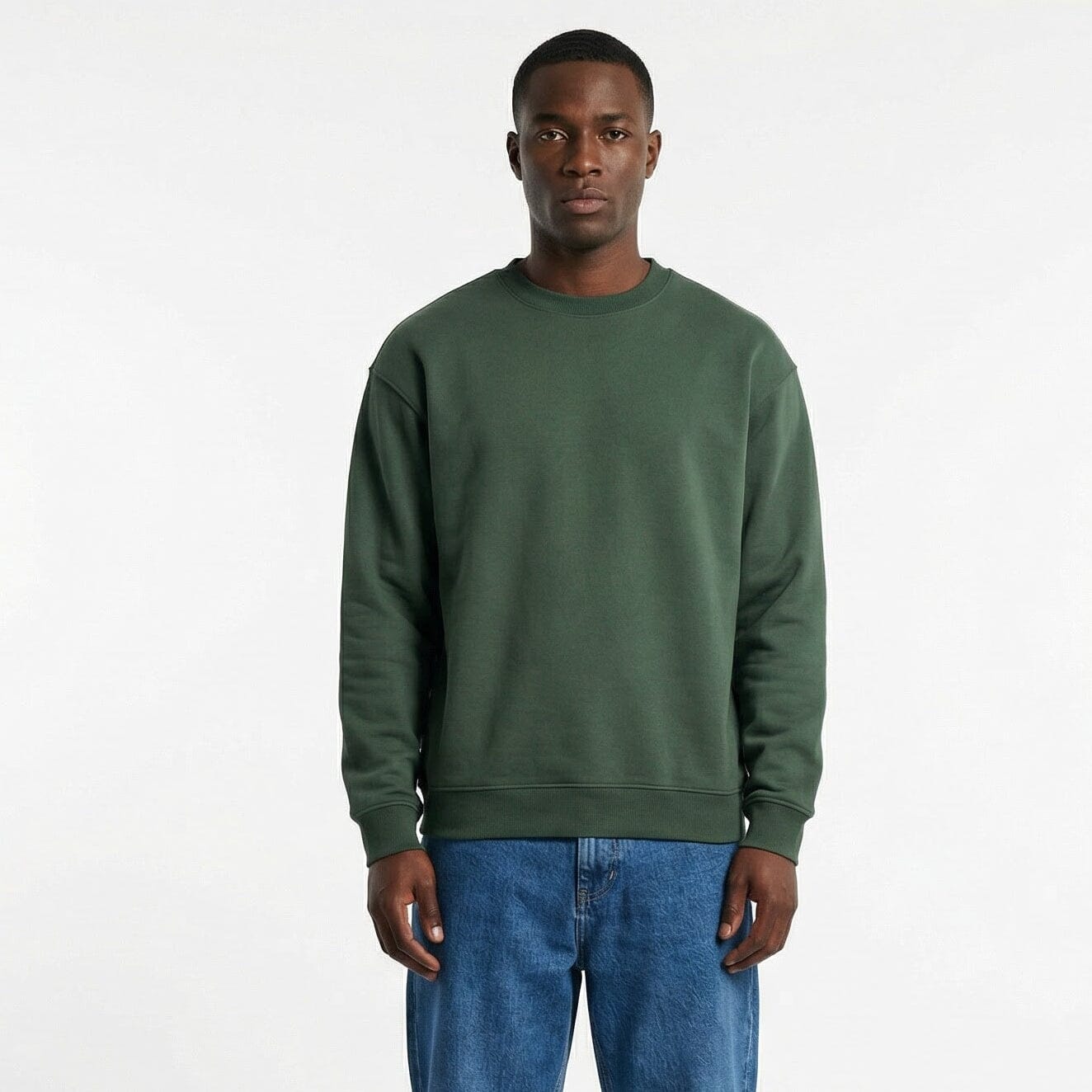 Felpa SOLID girocollo basic verde