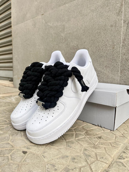 Nike air force 1  + laccio in corda nera custom