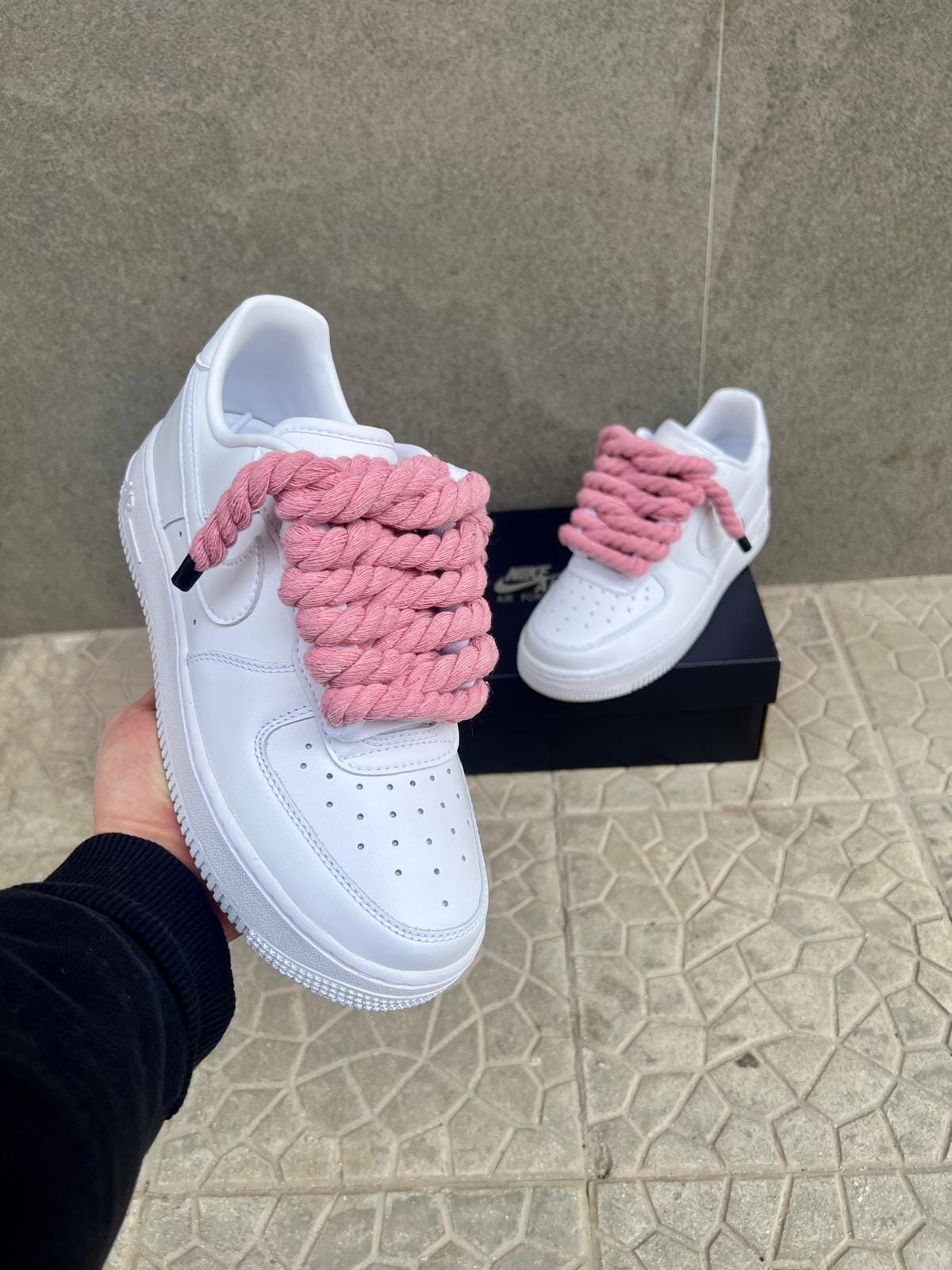 Nike air force 1  + laccio in corda rosa custom