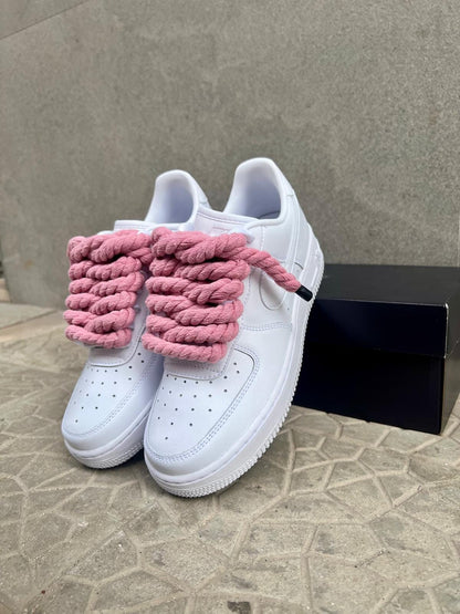 Nike air force 1  + laccio in corda rosa custom