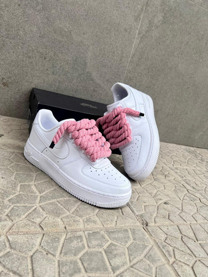 Nike air force 1  + laccio in corda rosa custom