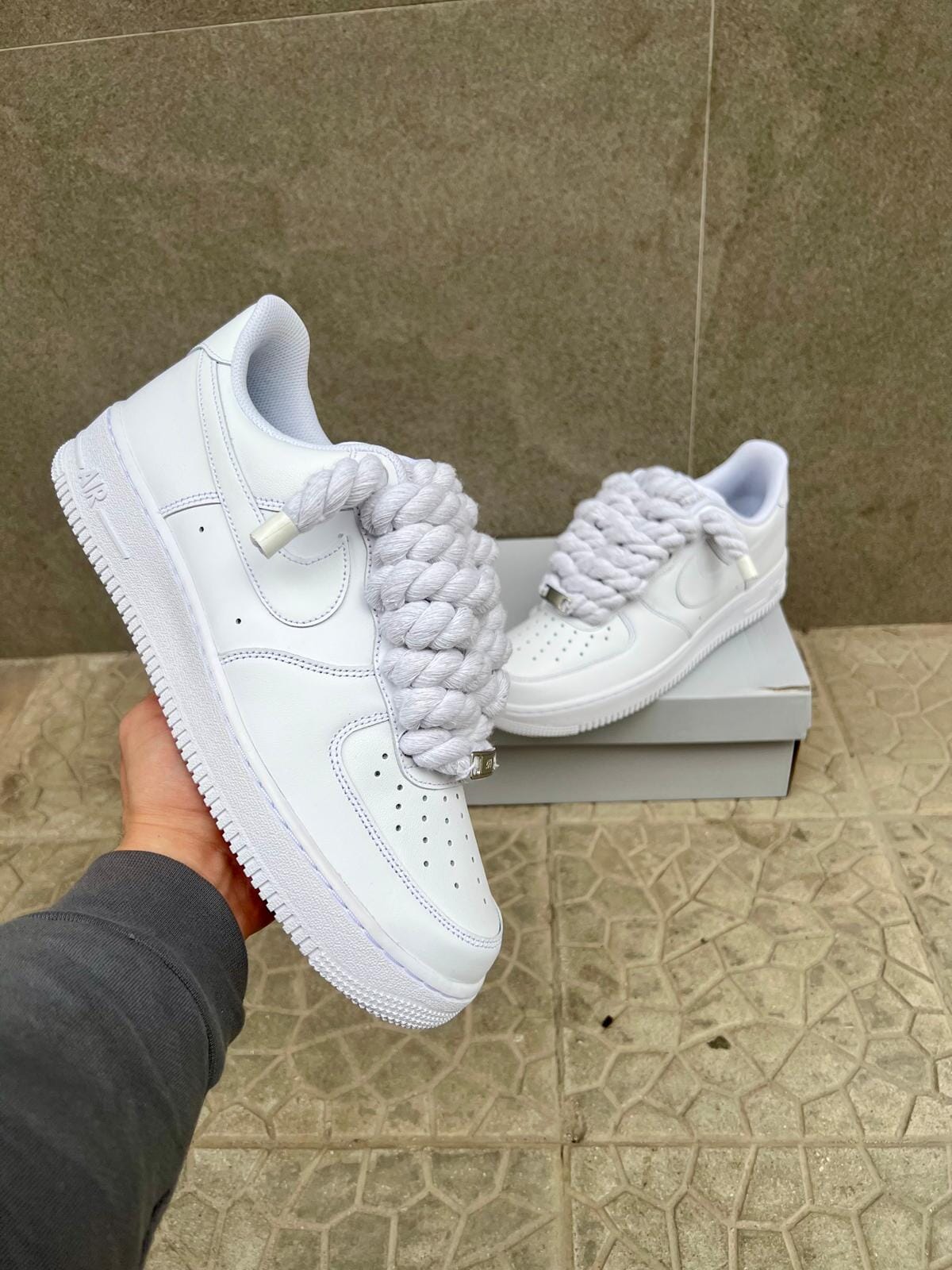 Nike air force 1  + laccio in corda bianca custom