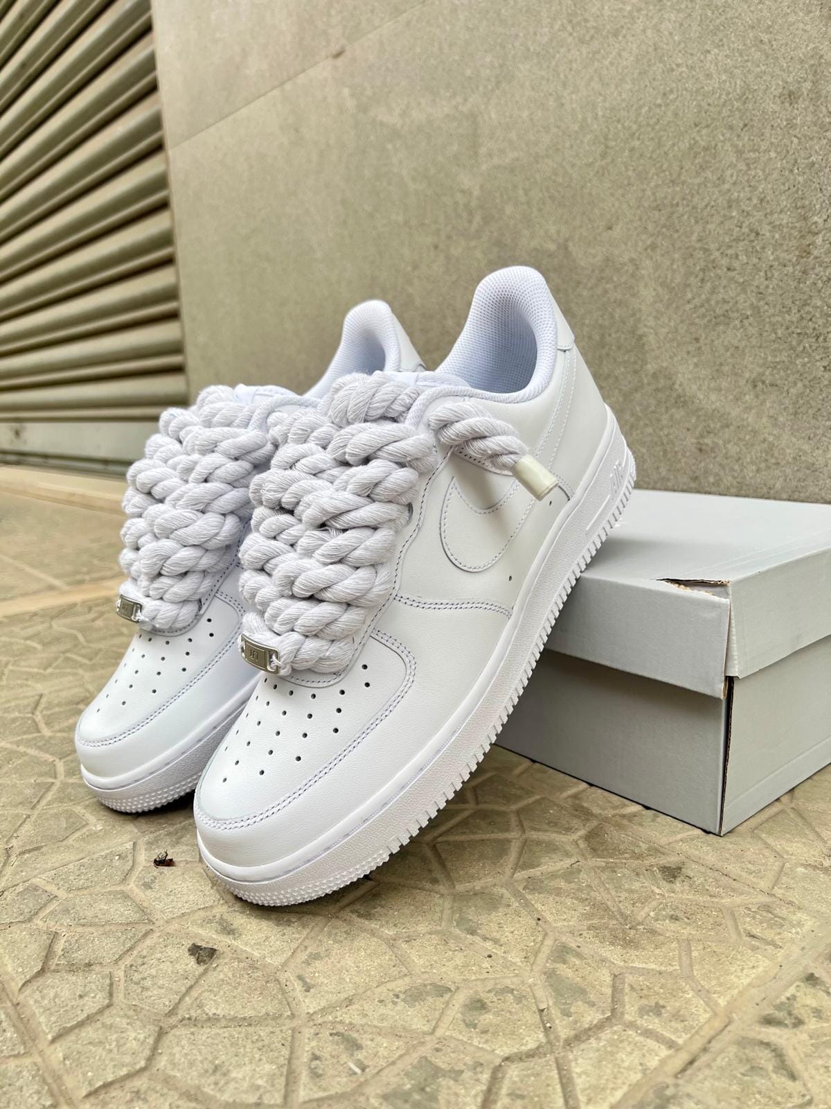 Nike air force 1  + laccio in corda bianca custom