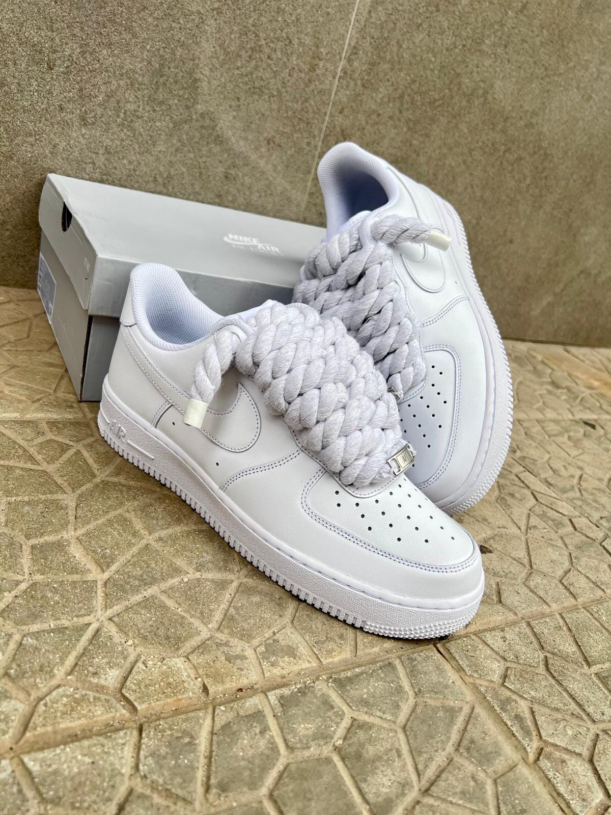 Nike air force 1  + laccio in corda bianca custom