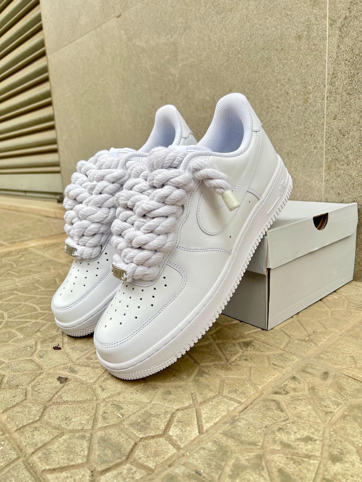 Nike air force 1  + laccio in corda bianca custom