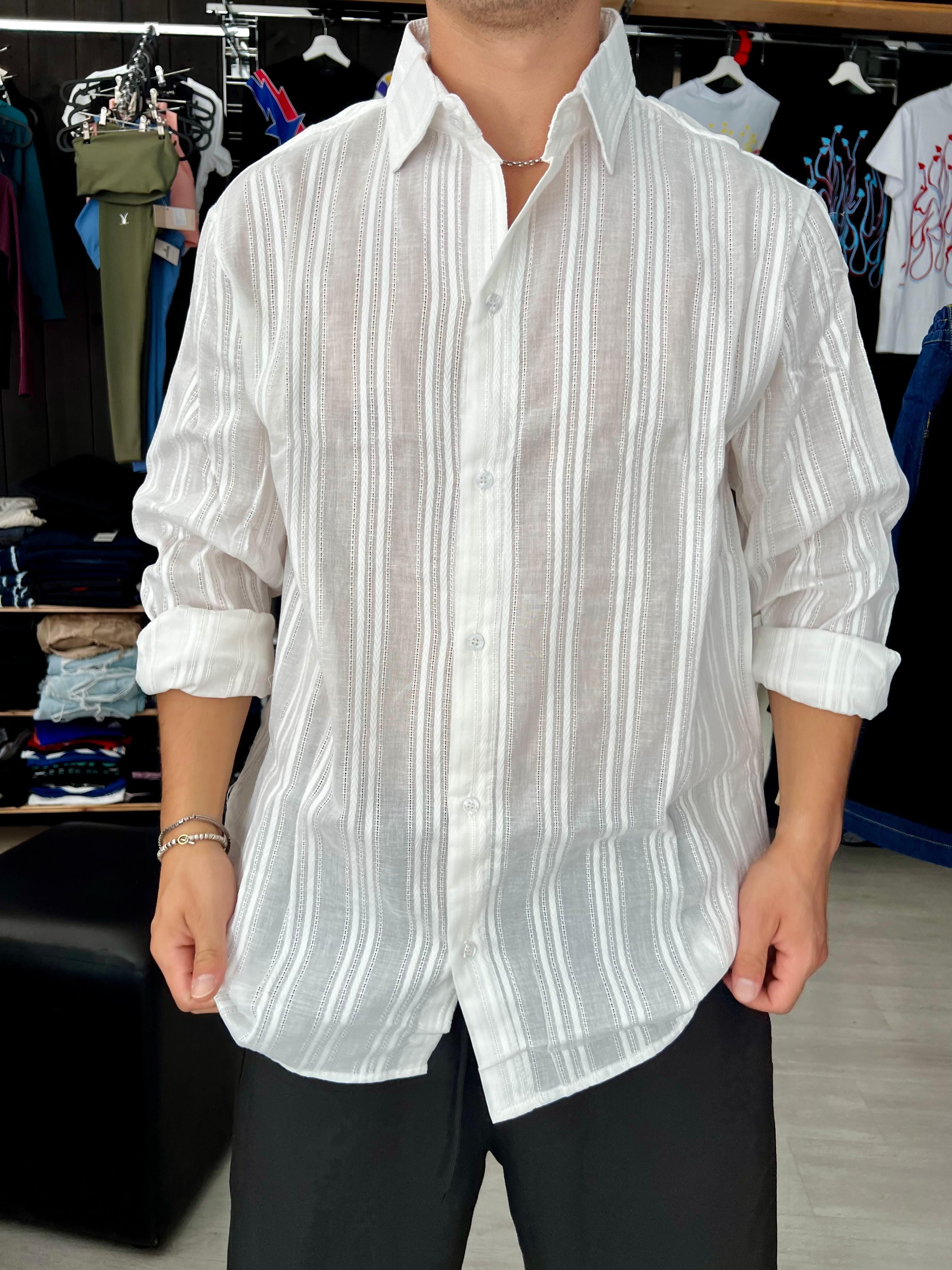 Camicia in cotone semitrasparente