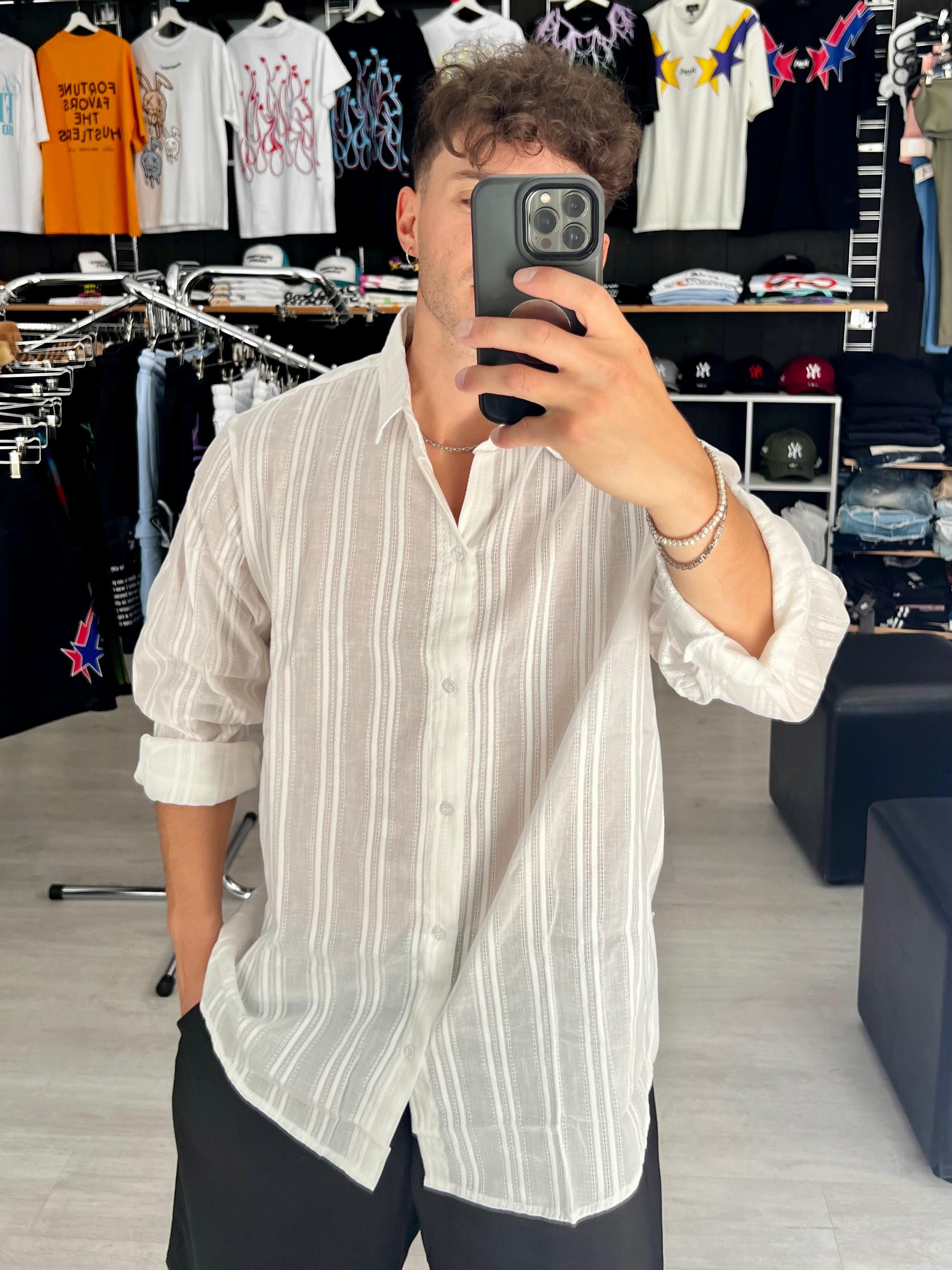 Camicia in cotone semitrasparente