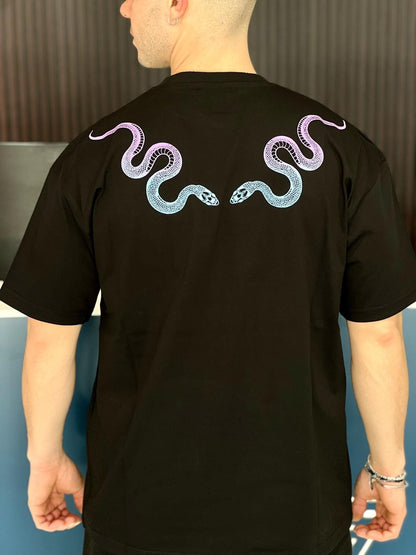 T-shirt Phobia Nera Snake Viola/Celeste