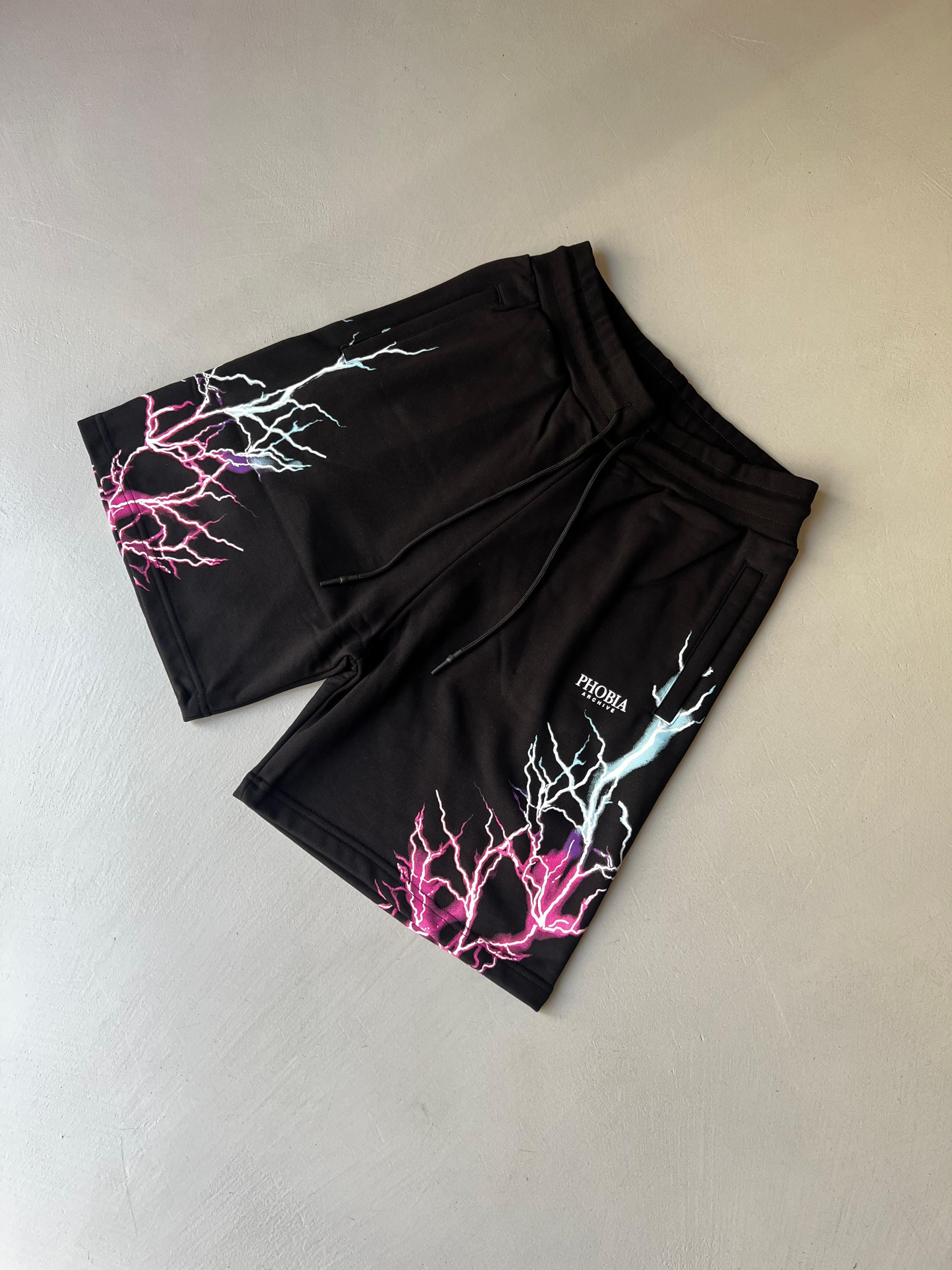 Pantaloncino Tuta Phobia Nero Fulmini Celeste/Fucsia