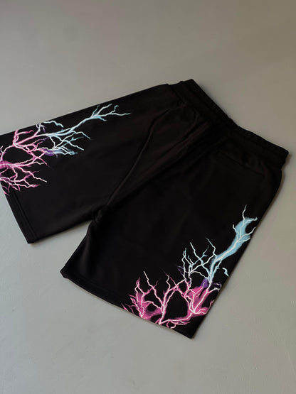 Pantaloncino Tuta Phobia Nero Fulmini Celeste/Fucsia