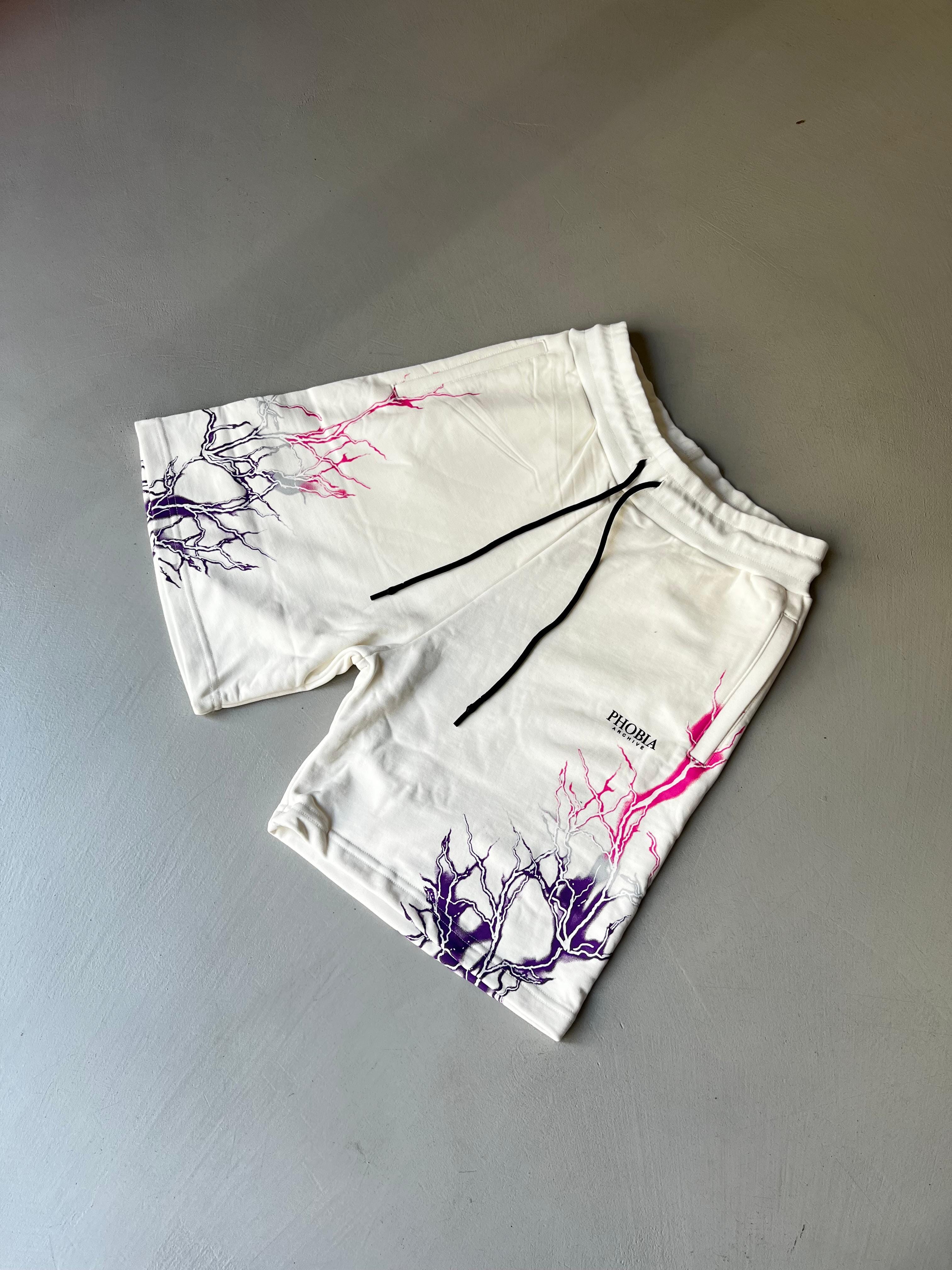 Pantaloncino Tuta Phobia Bianco Fulmini Fucsia/Viola