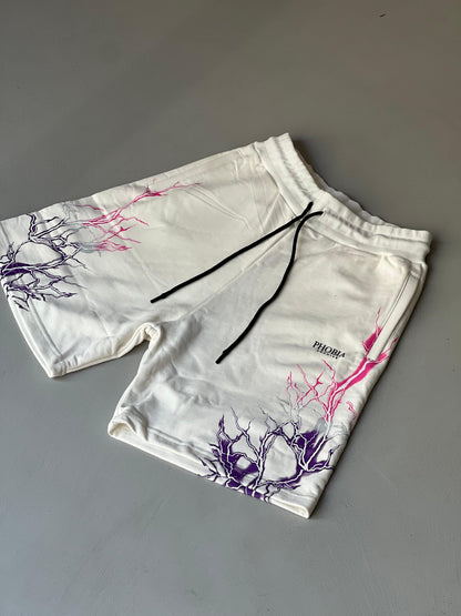 Pantaloncino Tuta Phobia Bianco Fulmini Fucsia/Viola