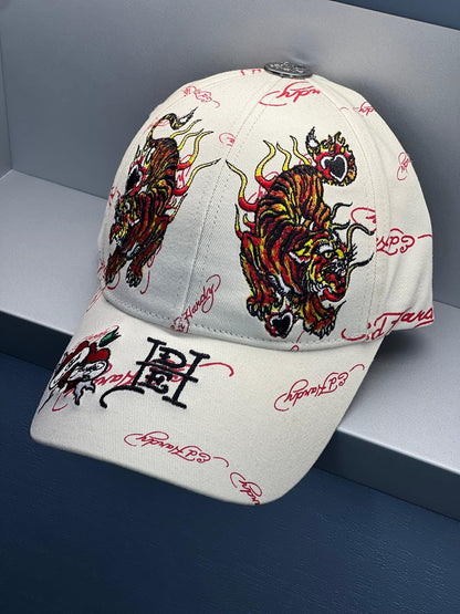 Ed Hardy Tiger Flames Beige Cap