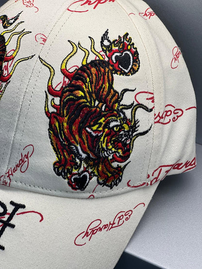 Ed Hardy Tiger Flames Beige Cap