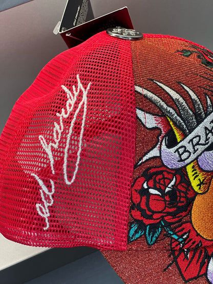 Ed Hardy Brave Hearts Red Trucker Hat