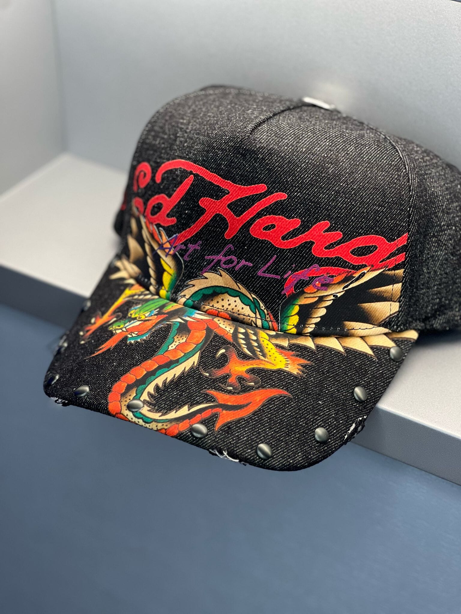 Ed Hardy Art For Life Acid Wash Black Cap