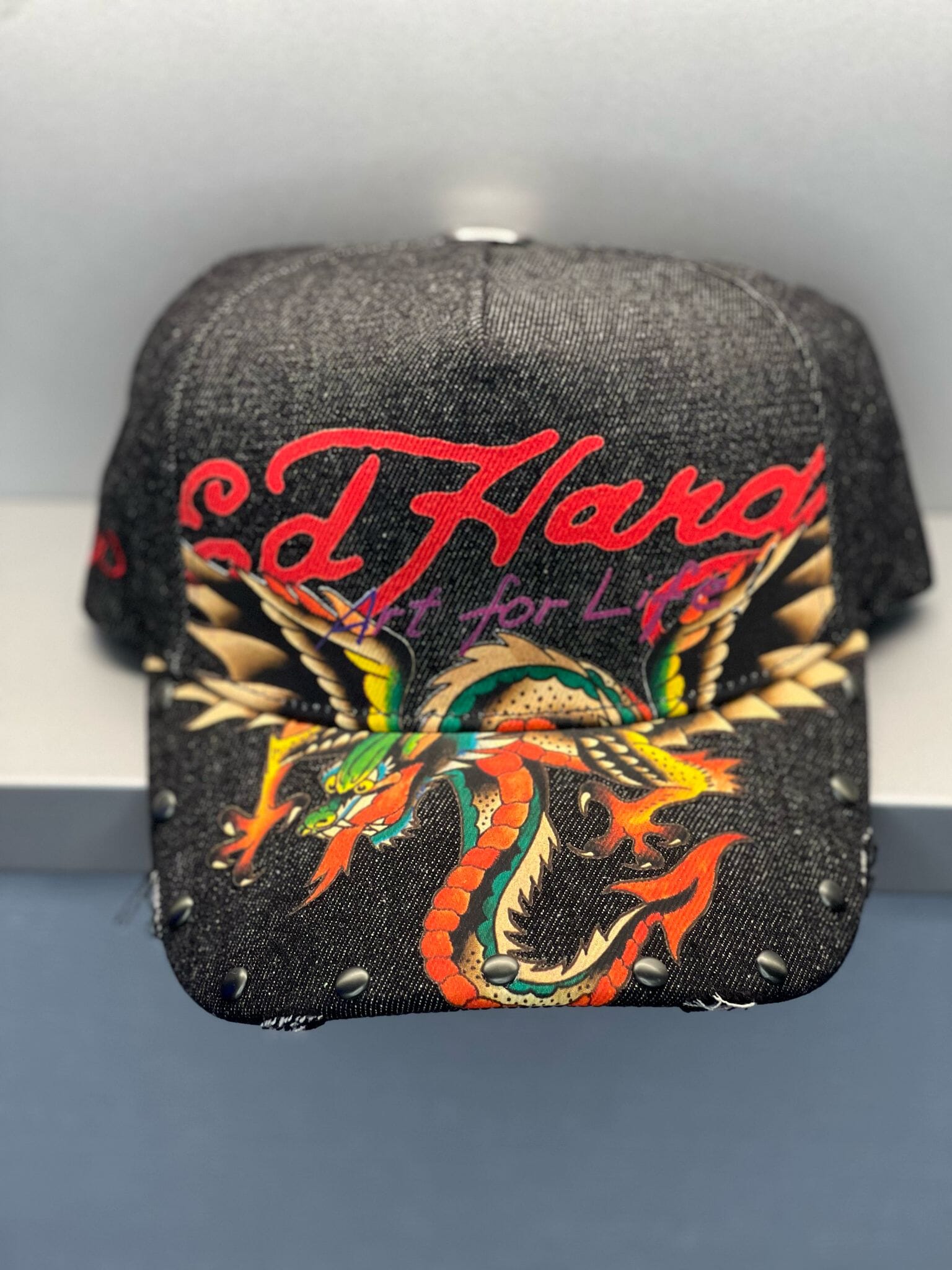 Ed Hardy Art For Life Acid Wash Black Cap