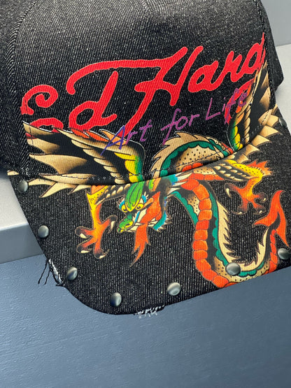 Ed Hardy Art For Life Acid Wash Black Cap