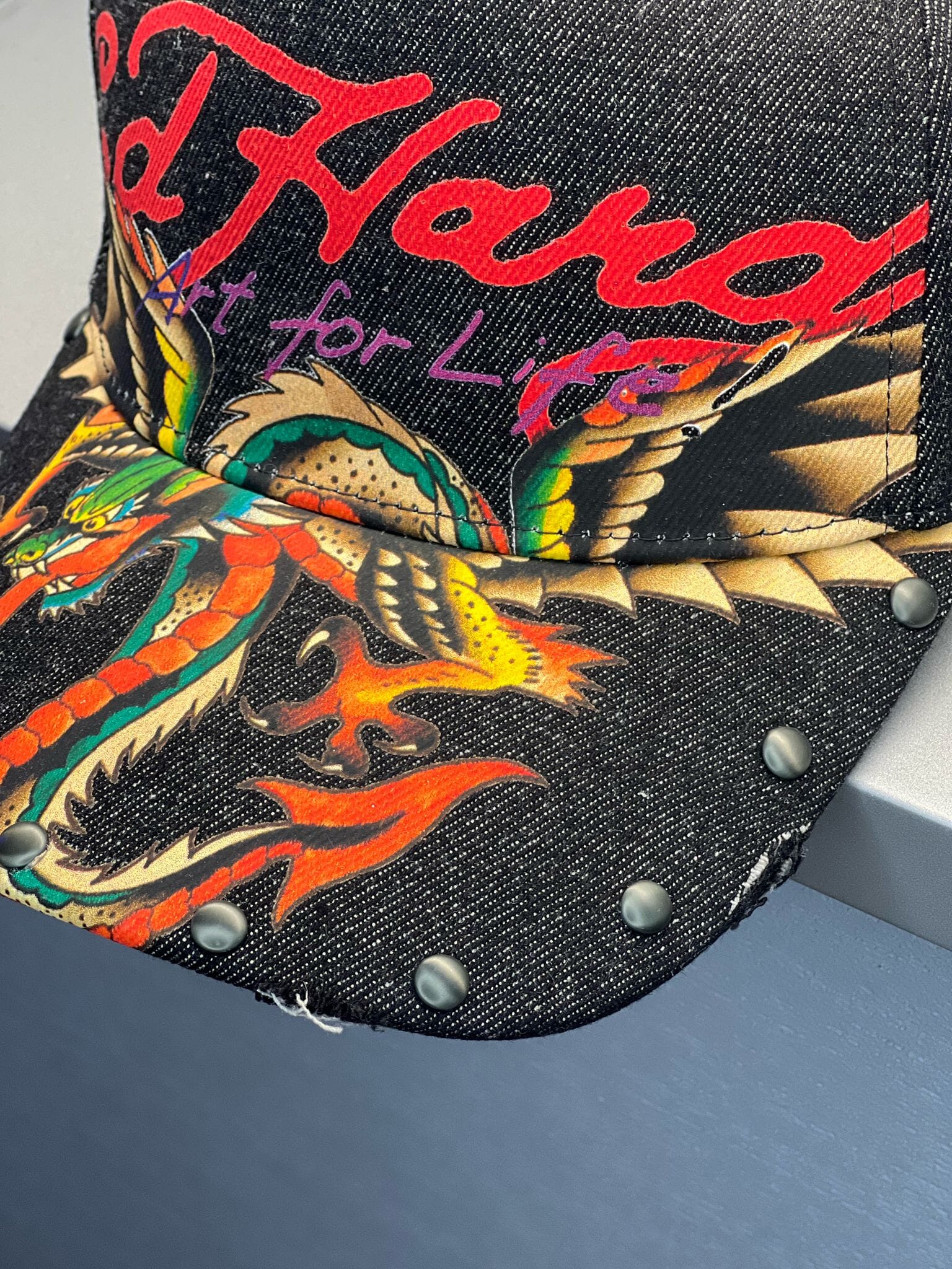 Ed Hardy Art For Life Acid Wash Black Cap