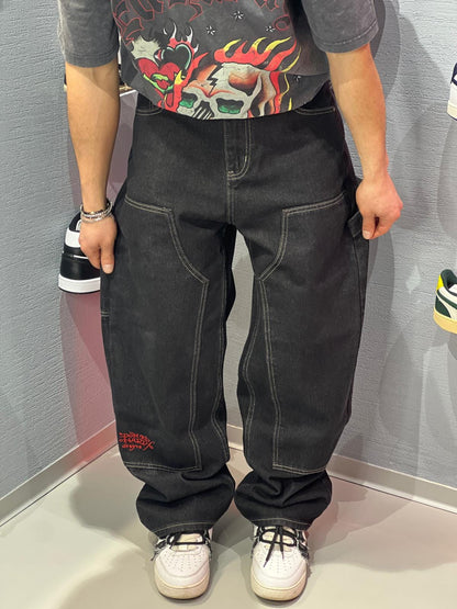 Ed Hardy Double Knee Drag Dagger Jeans Baggy