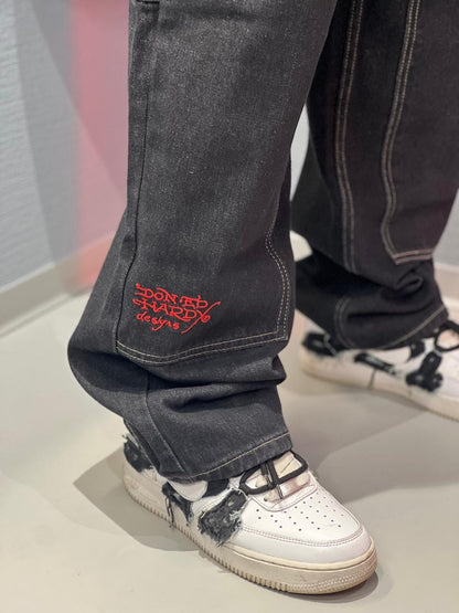 Ed Hardy Double Knee Drag Dagger Jeans Baggy