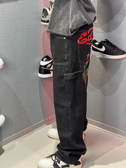 Ed Hardy Double Knee Drag Dagger Jeans Baggy