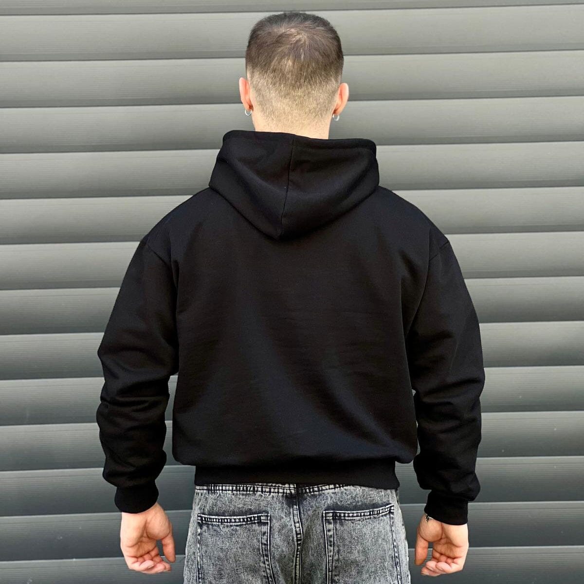 Felpa Capto Boxy Black cappuccio 100% Cotone Garzato