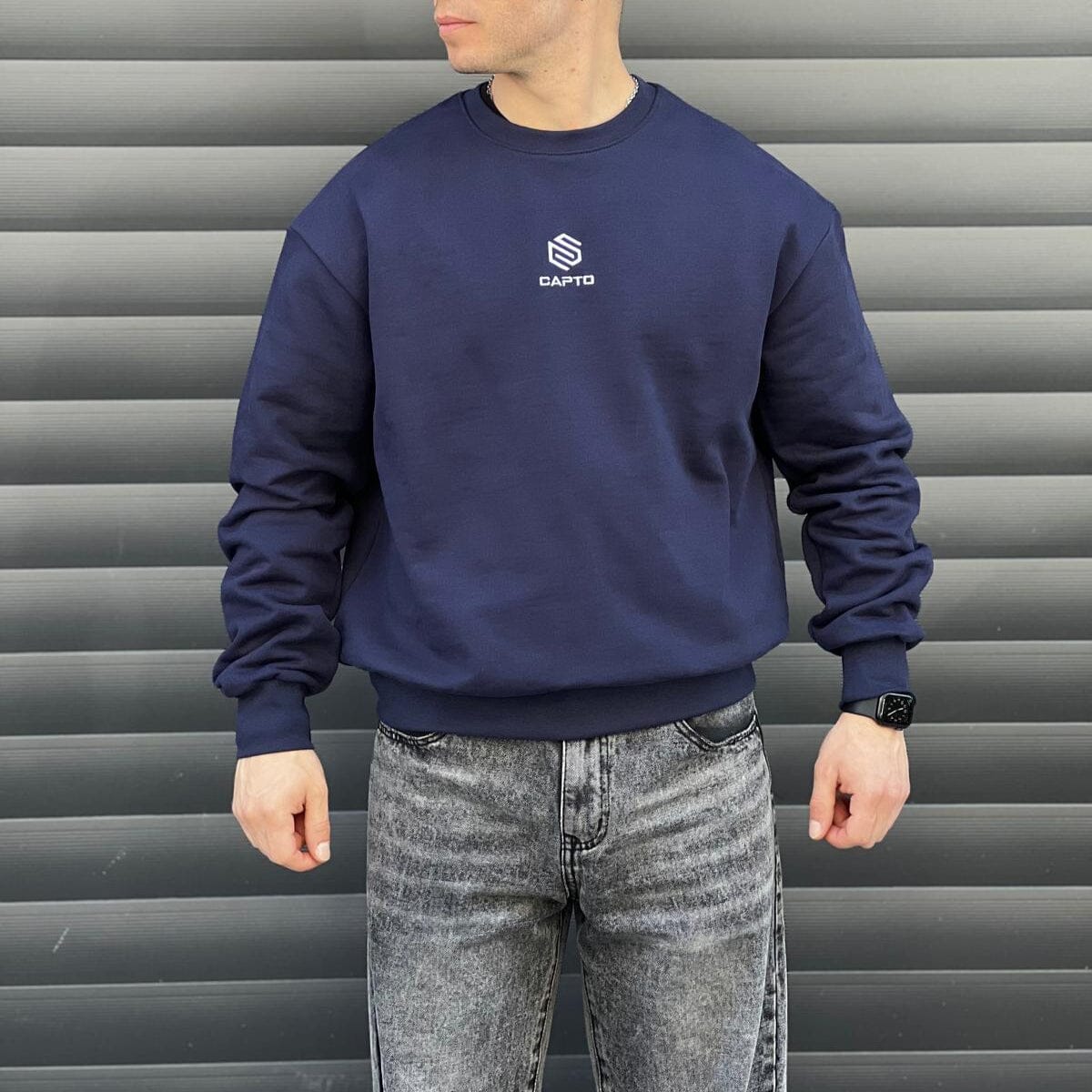 Felpa Capto Blu – 100% Cotone Garzato