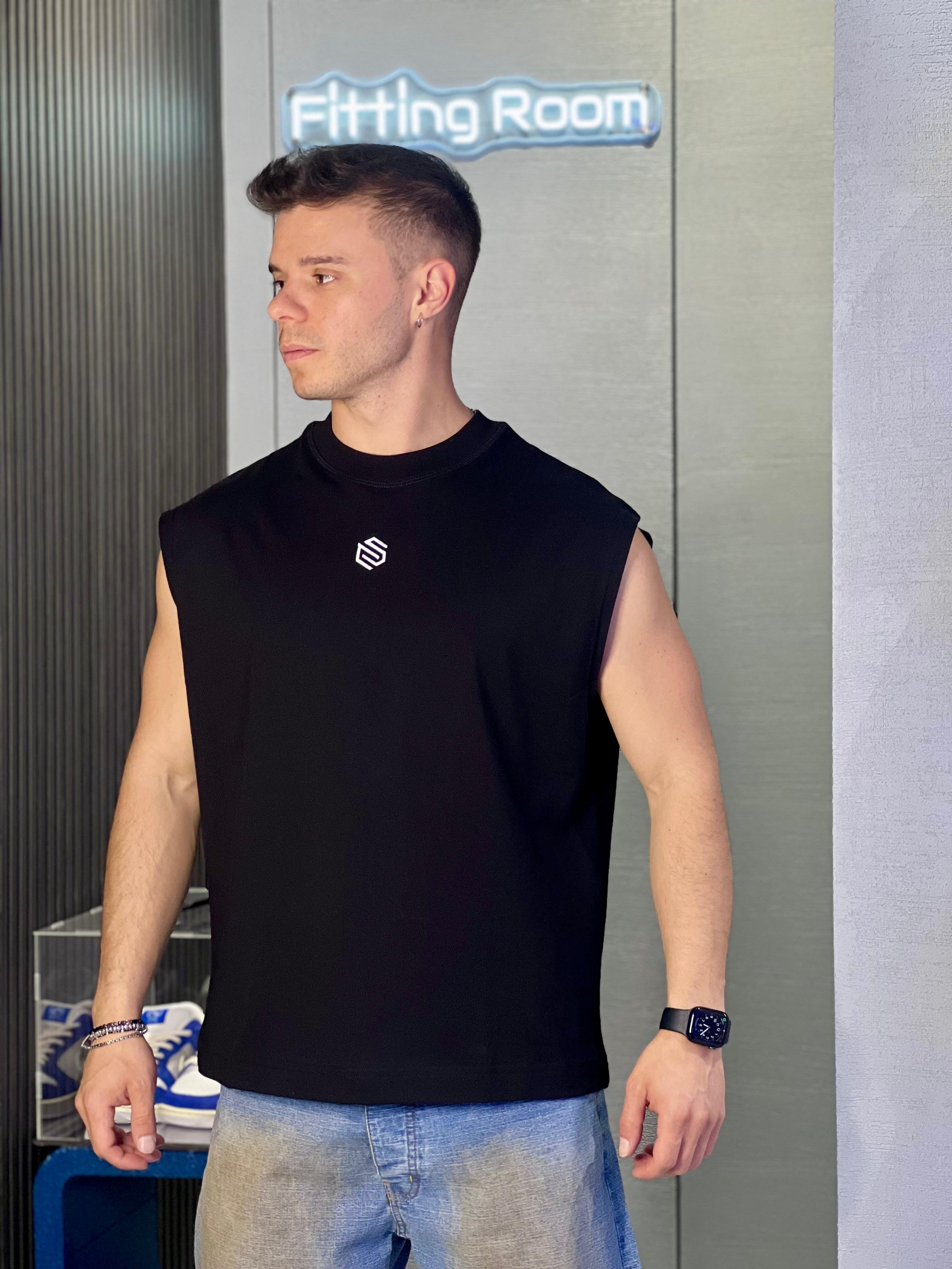 T-shirt Smanicata Capto Black 100% cotone