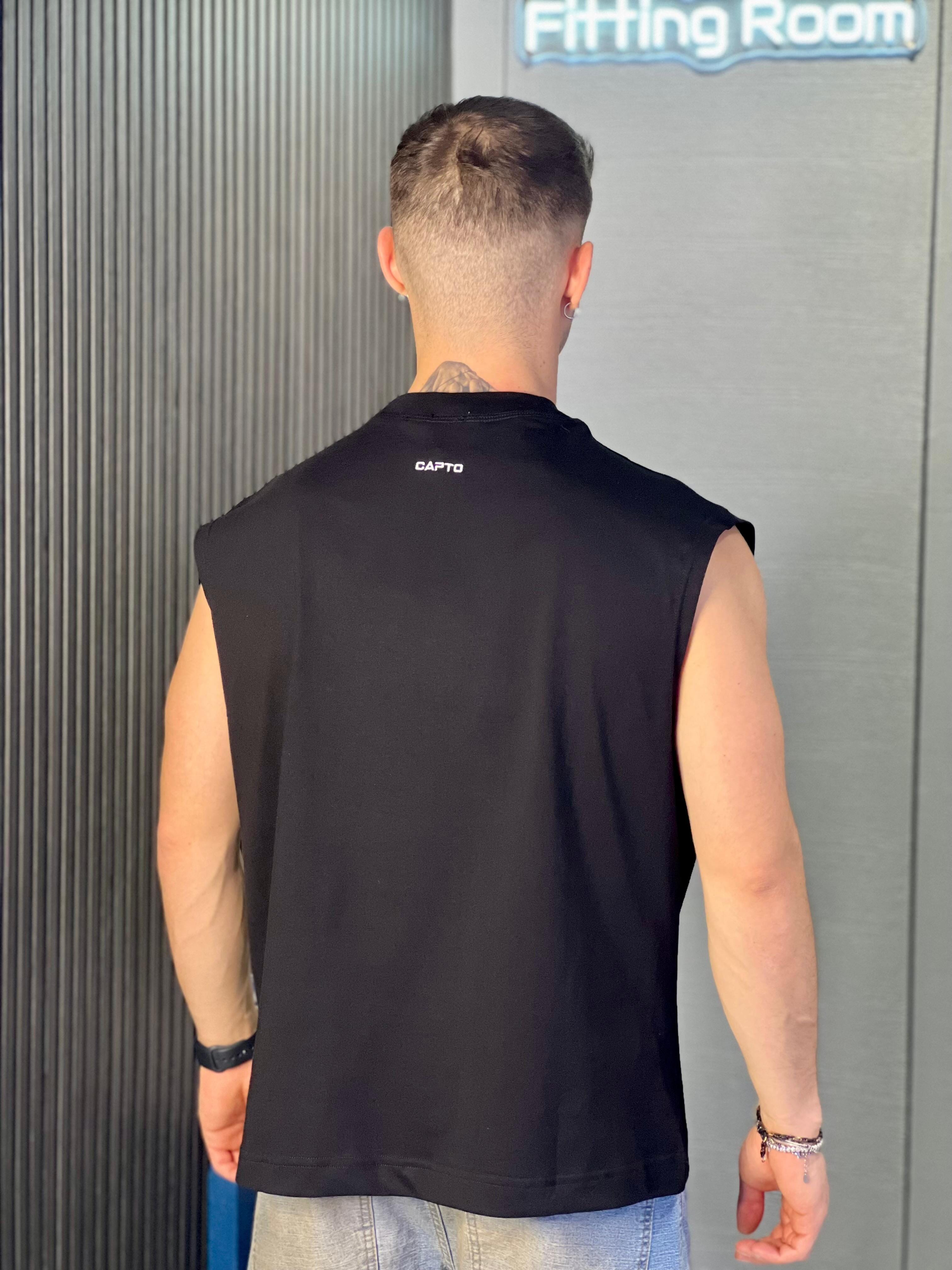 T-shirt Smanicata Capto Black 100% cotone