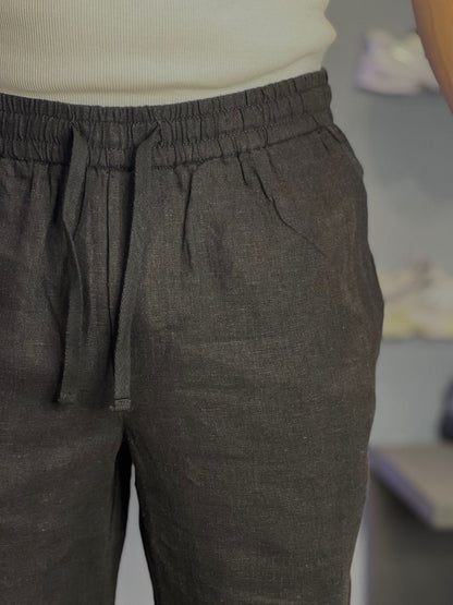 Pantalone in lino Solid Black