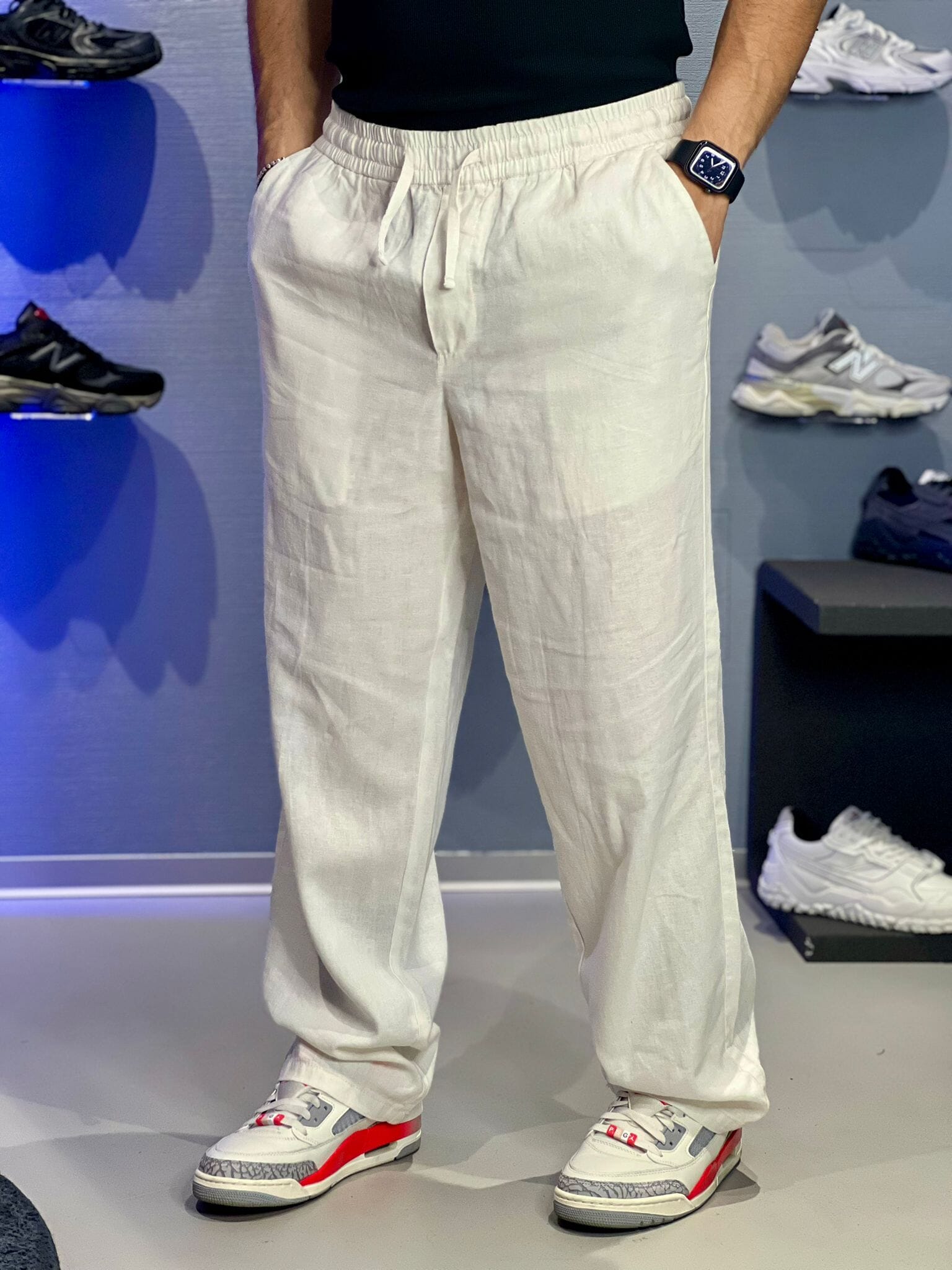 Pantalone in lino Solid Off White