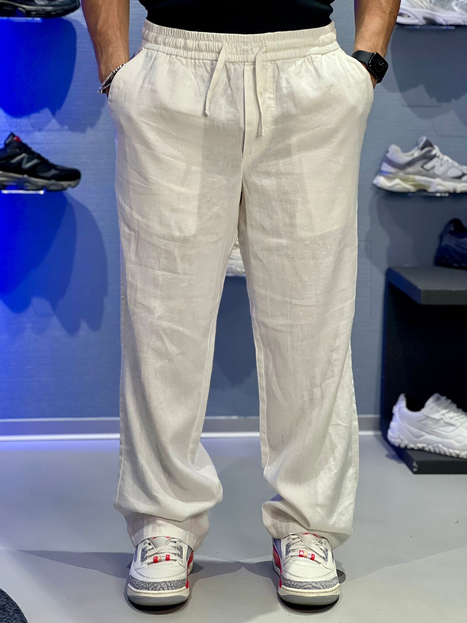Pantalone in lino Solid Off White