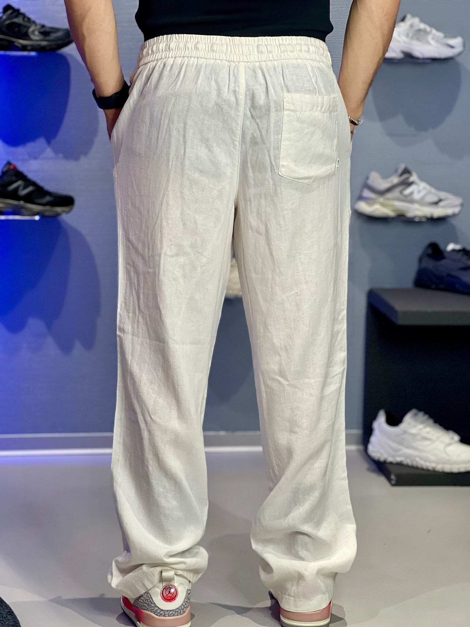 Pantalone in lino Solid Off White