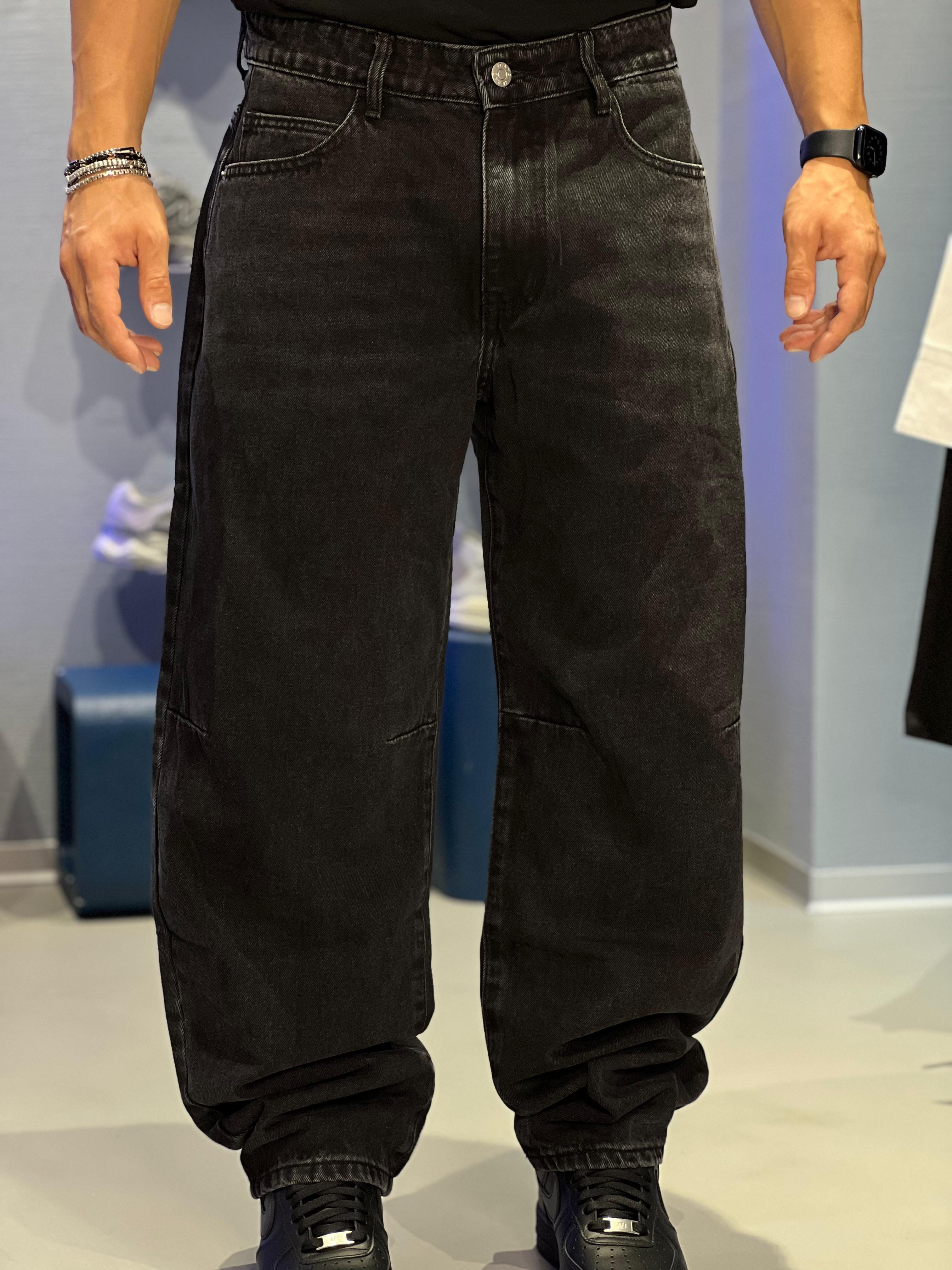 Jeans Uomo Nero Lavaggio Vintage - Fit Oversize AD8497