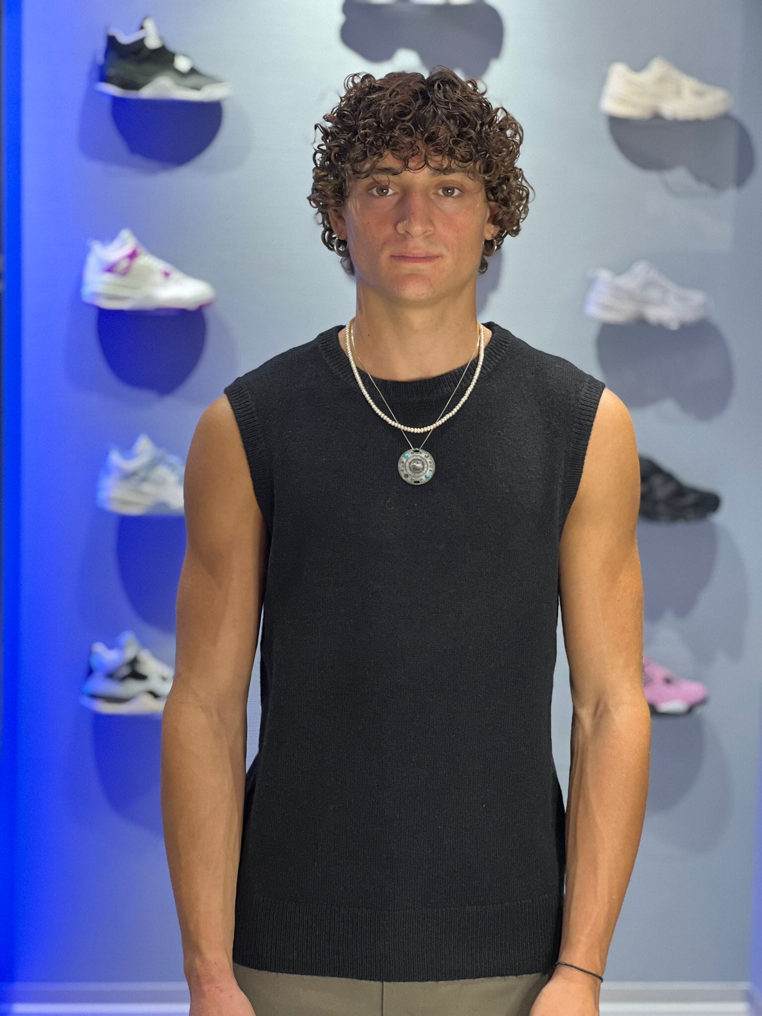Gilet Solid in Maglia Girocollo - Nero