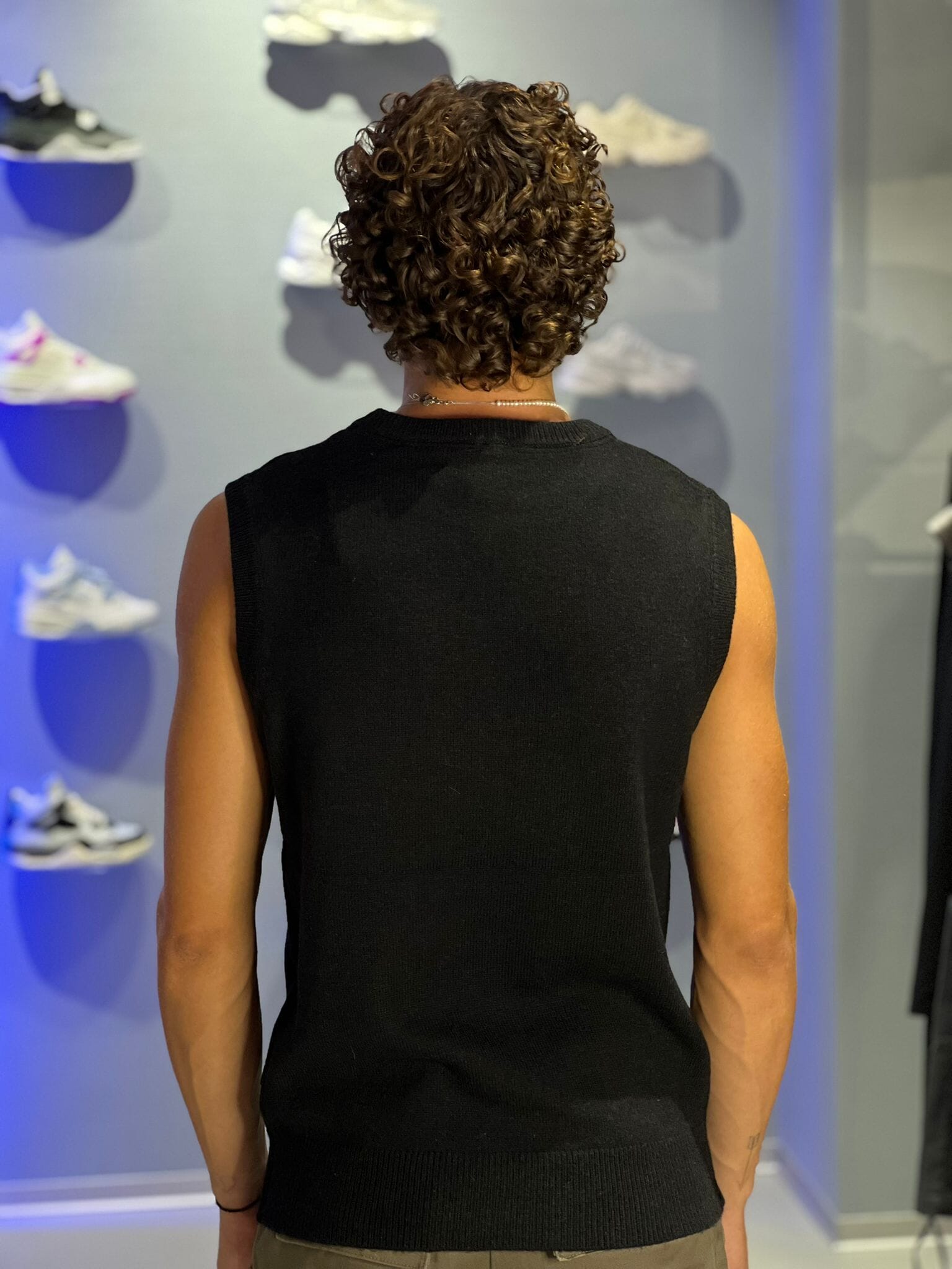 Gilet Solid in Maglia Girocollo - Nero