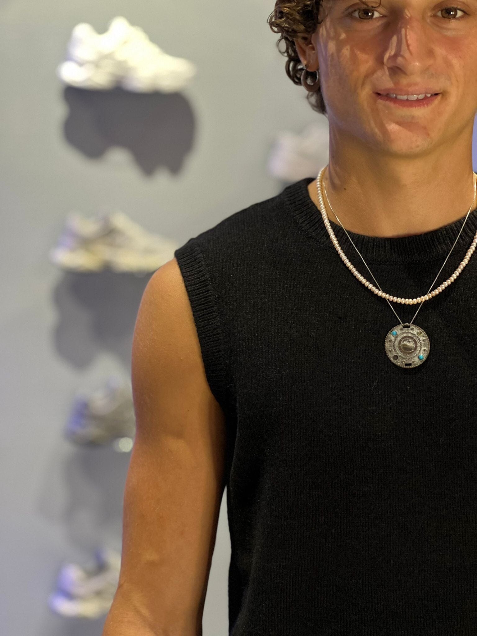 Gilet Solid in Maglia Girocollo - Nero