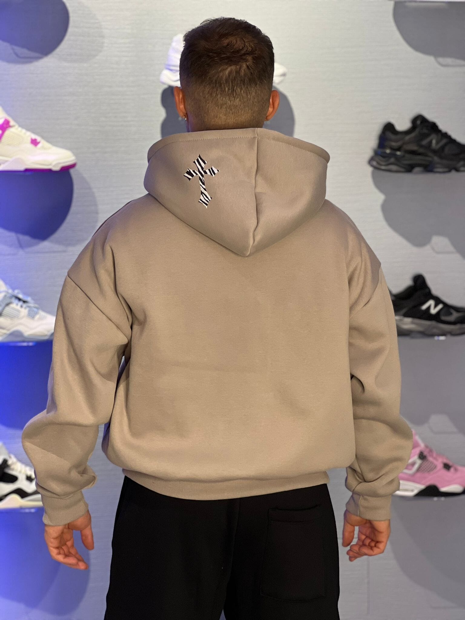 Felpa Zip Croci Beige